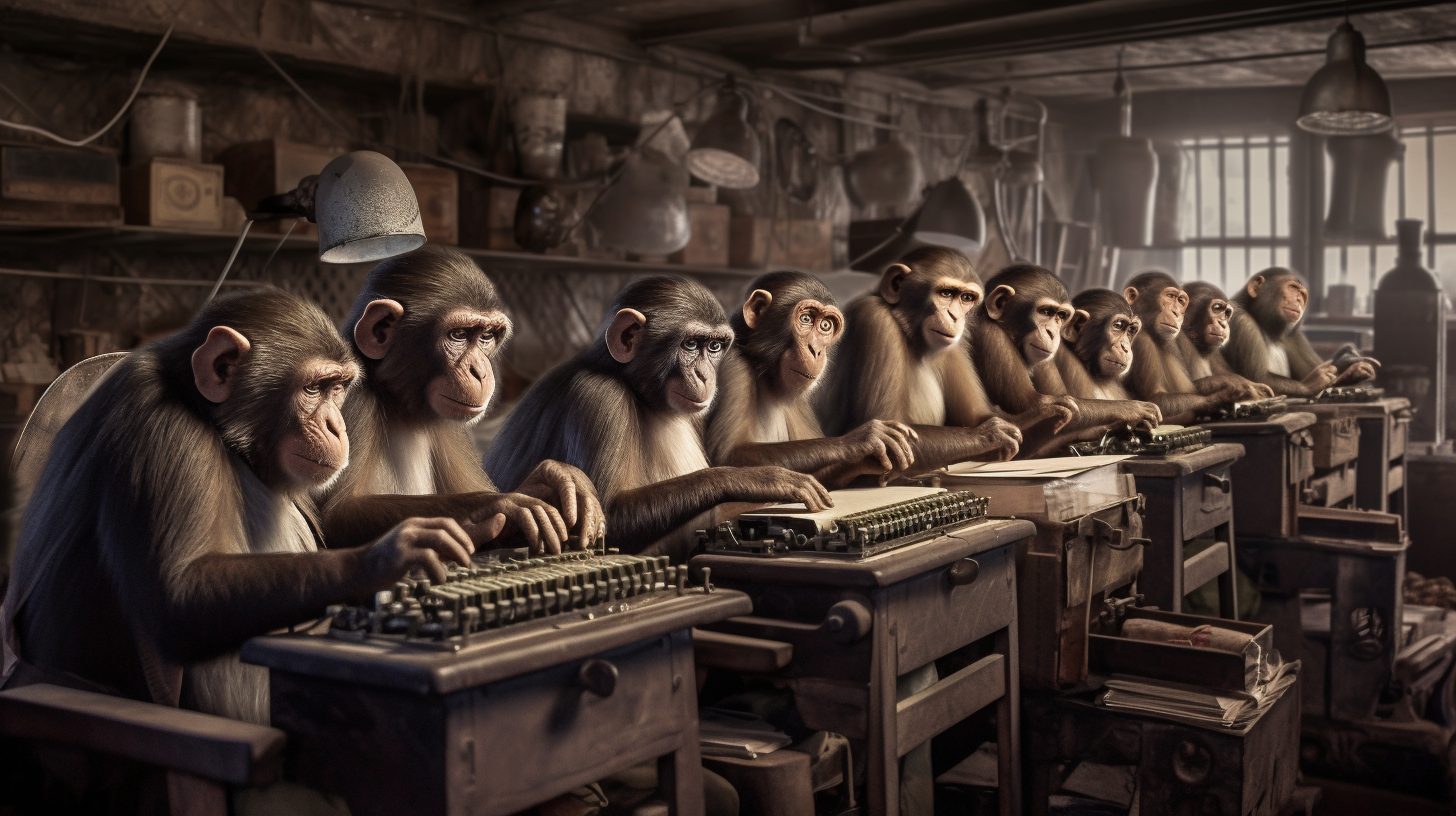 Shakespeare, Infinite Monkeys and Infinite Typewriters Digital and AI Art